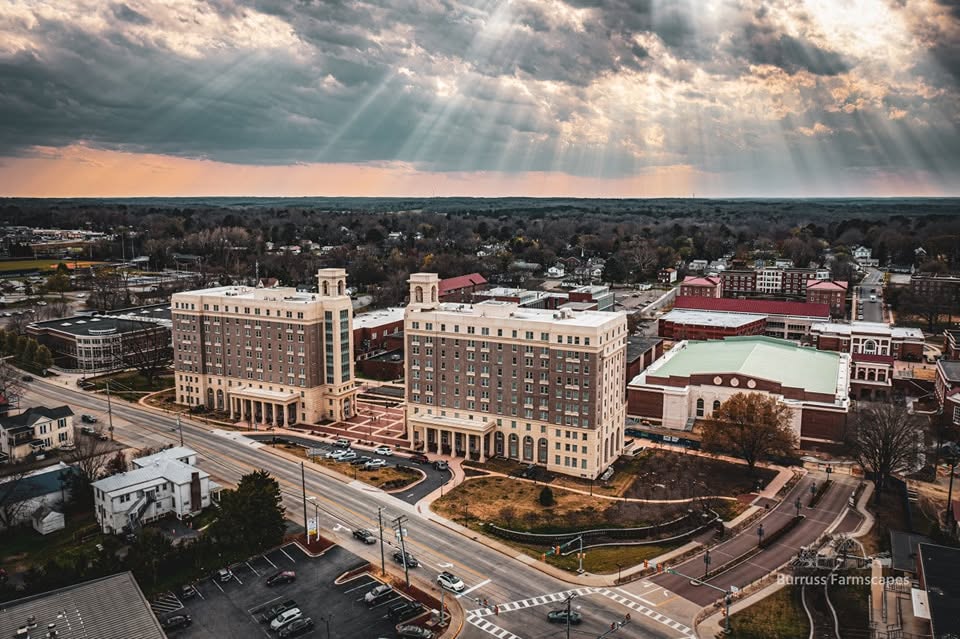 Drone Photo of Farmville with Longwood Dorms